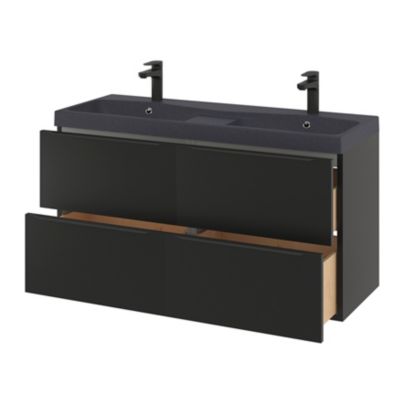 Plan double vasque noir l.120 cm, GoodHome Mila