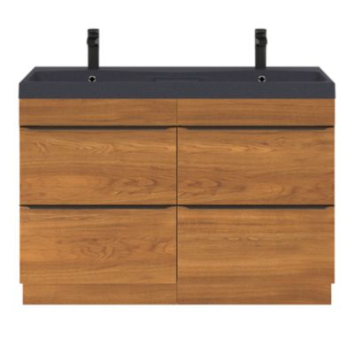 Plan double vasque noir l.120 cm, GoodHome Mila