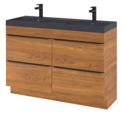 Plan double vasque noir l.120 cm, GoodHome Mila