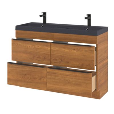 Plan double vasque noir l.120 cm, GoodHome Mila