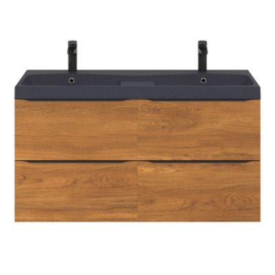 Plan double vasque noir l.120 cm, GoodHome Mila