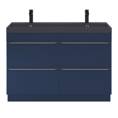 Plan double vasque noir l.120 cm, GoodHome Mila