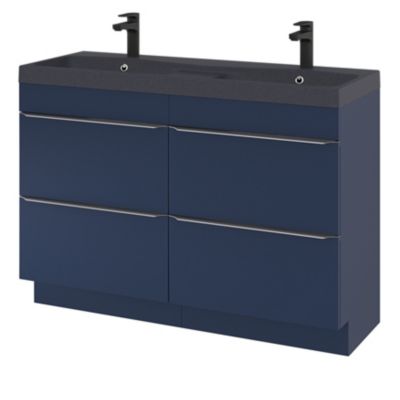 Plan double vasque noir l.120 cm, GoodHome Mila