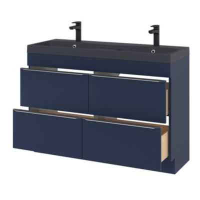 Plan double vasque noir l.120 cm, GoodHome Mila
