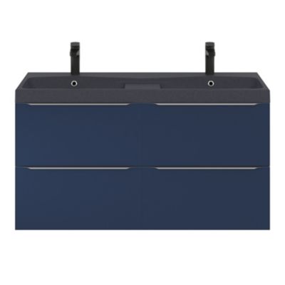 Plan double vasque noir l.120 cm, GoodHome Mila