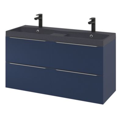 Plan double vasque noir l.120 cm, GoodHome Mila