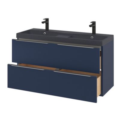 Plan double vasque noir l.120 cm, GoodHome Mila