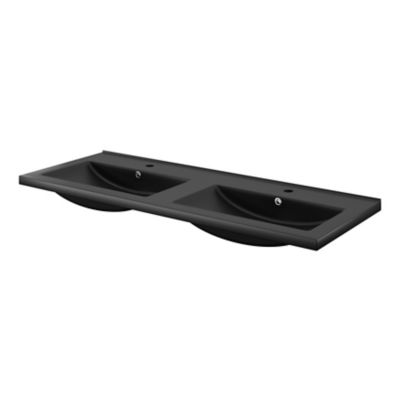 Plan double vasque noir l.120 cm, GoodHome Nira