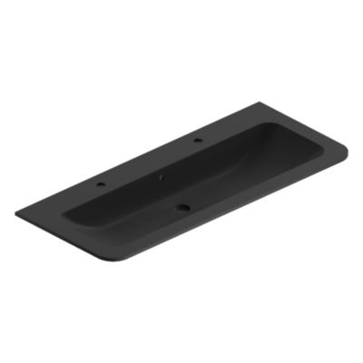 Plan simple vasque à encastrer en résine noir mat, l.121 cm, Alba