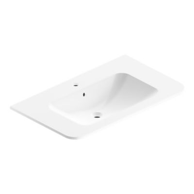 Plan simple vasque à encastrer l.86 cm résine blanc brillant, Alba
