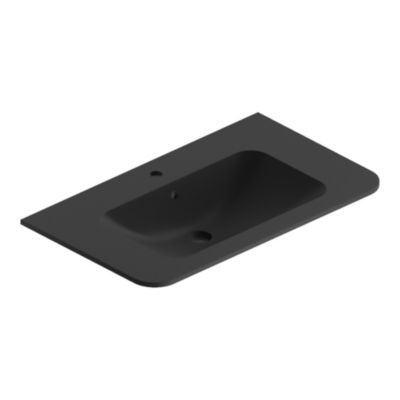 Plan simple vasque à encastrer résine noir mat Alba 86 cm