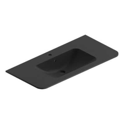 Plan simple vasque à encastrer résine noir mat Alba version centre 106 cm