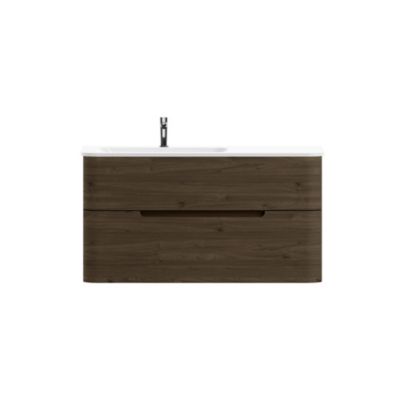 Plan simple vasque à gauche à encastrer en résine blanc brillant, l.106 cm, Alba