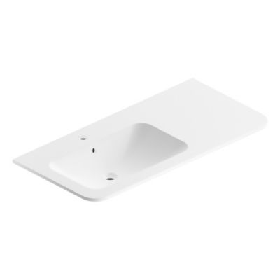 Plan simple vasque à gauche à encastrer en résine blanc mat, l.106 cm, Alba