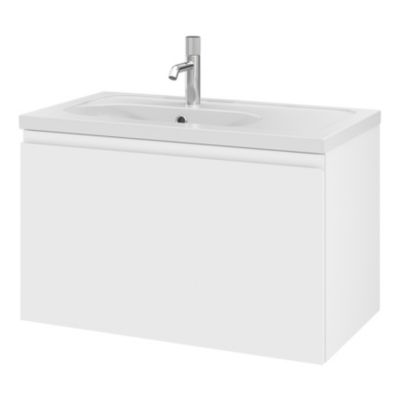 Plan simple vasque en céramique blanc, l.80,6 x H.12,3 x P.45,2 cm, GoodHome levanna