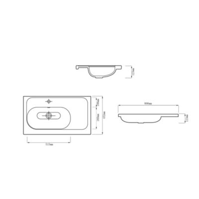 Plan simple vasque en céramique blanc, l.80,6 x H.12,3 x P.45,2 cm, GoodHome levanna