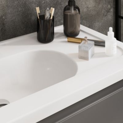 Plan simple vasque en céramique blanc, l.80,6 x H.12,3 x P.45,2 cm, GoodHome levanna