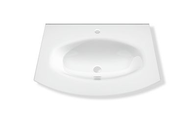 Plan simple vasque en verre blanc l.69 x P.52 cm, Vague