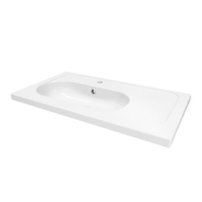 Plan simple vasque l.80,6 x H.12,3 x P.45,2 cm, en céramique blanche, GoodHome levanna