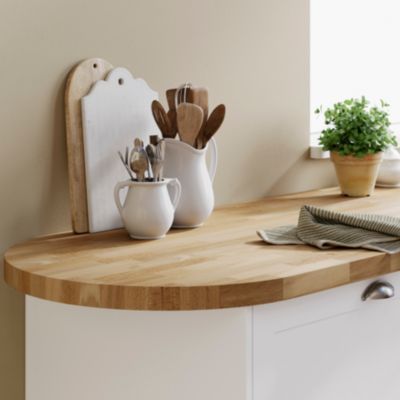 Plan snack en hêtre massif GoodHome Hinita 180 cm x 62 cm x ép. 4 cm