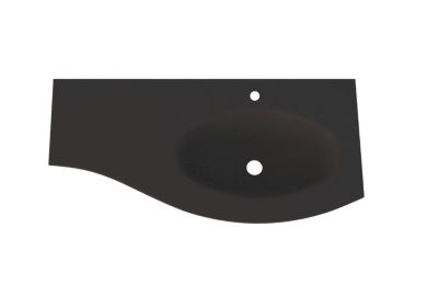 Plan vasque à droite en verre noir l.104 cm, Vague