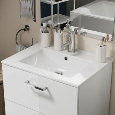 Plan vasque à encastrer blanc en céramique l.61 cm, Opah