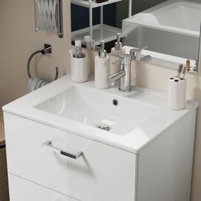 Plan vasque à encastrer blanc en céramique l.61 cm, Opah