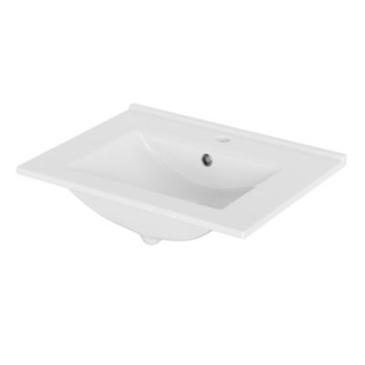 Plan vasque à encastrer en céramique blanc, l.61 cm, Opah