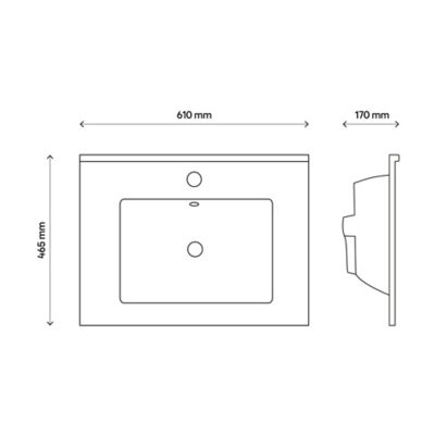 Plan vasque à encastrer en céramique blanc, l.61 cm, Opah