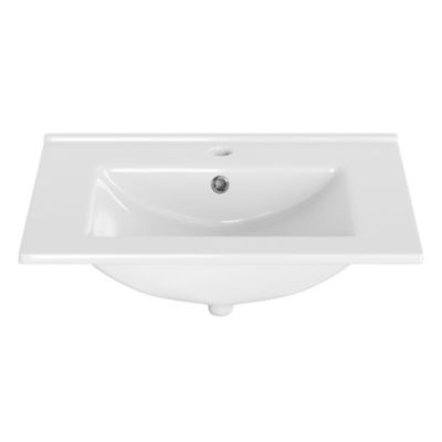 Plan vasque à encastrer en céramique blanc, l.61 cm, Opah