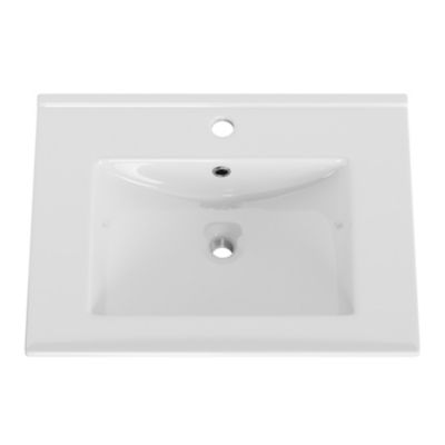 Plan vasque à encastrer en céramique blanc, l.61 cm, Opah