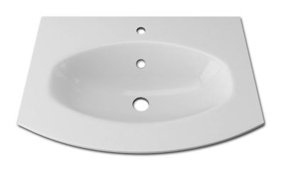 Plan vasque à encastrer en résine blanc l.69 cm, Vague