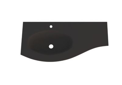 Plan vasque à gauche en verre noir l.104 cm, Vague