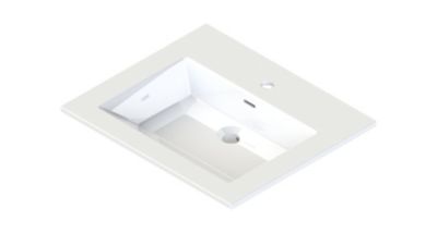 Plan vasque blanc en résine l.60 cm, Pamili