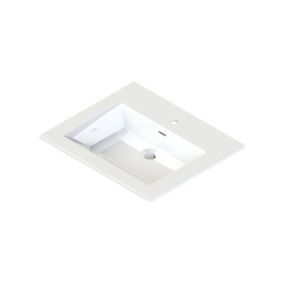 Plan vasque blanc en résine l.60 cm, Pamili