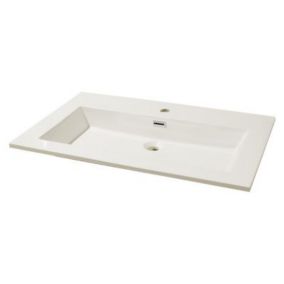 Plan vasque blanc en résine l.80 cm, Pamili