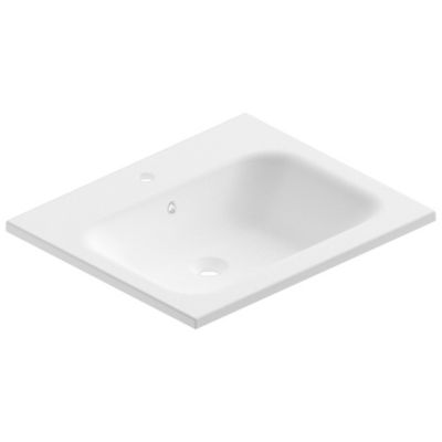 Plan vasque blanc mat en résine l.60 cm, Pura+