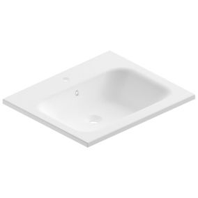 Plan vasque blanc mat en résine l.60 cm, Pura+