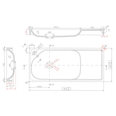Plan vasque blanc satin en résine l.80,4 x P.36,2 cm, GoodHome Maza
