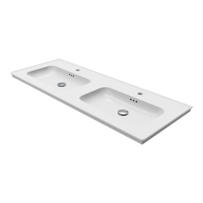 Plan vasque double blanc en céramique l.120 cm, GoodHome Endell
