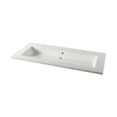 Plan vasque double blanc en résine l.120 cm, Calao