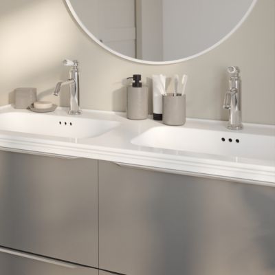 Plan vasque double en céramique blanc l.120 cm, GoodHome Endell