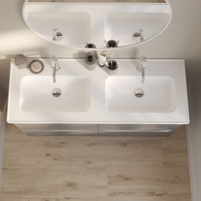 Plan vasque double en céramique blanc l.120 cm, GoodHome Endell