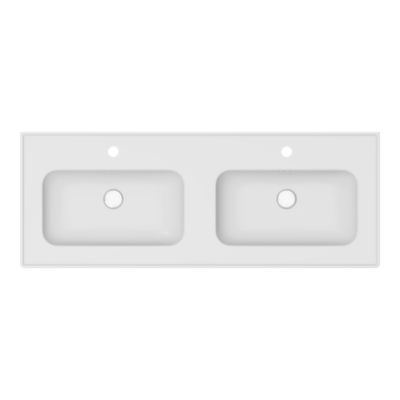 Plan vasque double en céramique blanc l.120 cm, GoodHome Endell