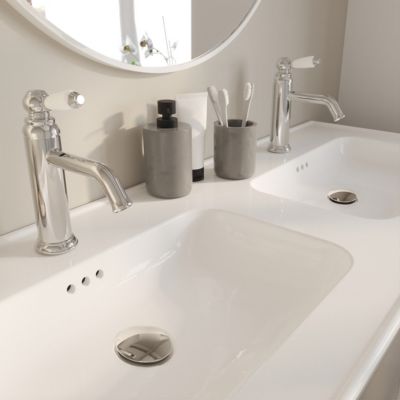 Plan vasque double en céramique blanc l.120 cm, GoodHome Endell