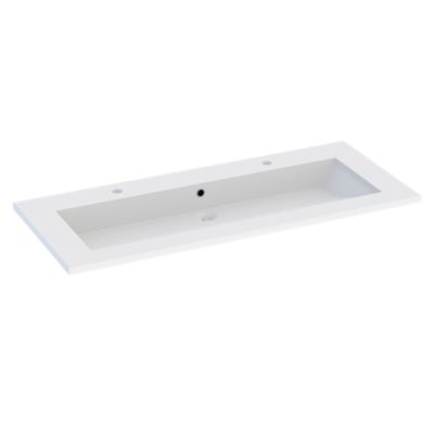 Plan vasque double en résine blanc, l.120 cm, Calao