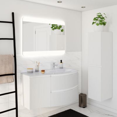 Plan vasque droit en verre l.104 cm, Vague
