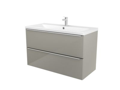 Plan vasque en céramique blanc l.100 cm, GoodHome Nira