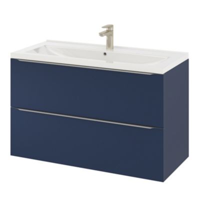 Plan vasque en céramique blanc l.100 cm, GoodHome Nira