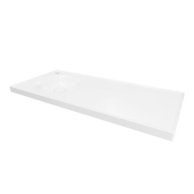 Plan vasque en céramique blanc, l.100 x P.45 cm avec plage de dépose à droite, Kentia